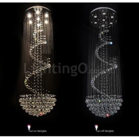 7 Light Spiral Modern K9 Crystal Sparkle Luxury Rain Drop Chandelier