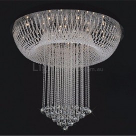 Round Modern K9 Crystal Sparkle Luxury Rain Drop Chandelier