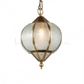 1 Light Retro Rustic Luxury Brass Chandelier with Glass Shade