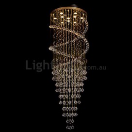 10 Light Double Spiral Modern K9 Crystal Sparkle Luxury Rain Drop Chandelier