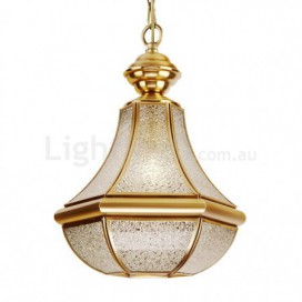 1 Light Retro Rustic Luxury Brass Chandelier with Glass Shade