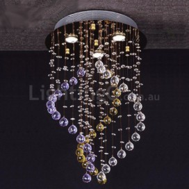 3 Light Round Spiral Modern K9 Crystal Sparkle Luxury Rain Drop Chandelier