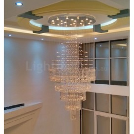 Large 5 Tier Modern K9 Crystal Sparkle Luxury Rain Drop Chandelier