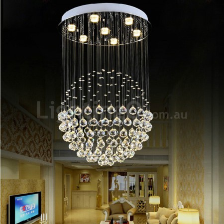 Ball Modern K9 Crystal Sparkle Luxury Rain Drop Chandelier