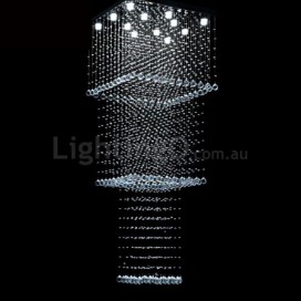 Square 3 Tier Modern K9 Crystal Sparkle Luxury Rain Drop Chandelier