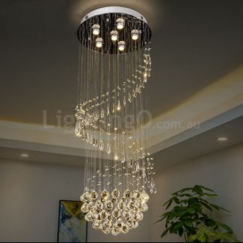 6 Light Modern Spiral One Sphere Modern K9 Crystal Sparkle Luxury Rain Drop Chandelier