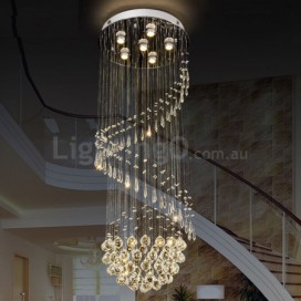 6 Light Modern Spiral One Sphere Modern K9 Crystal Sparkle Luxury Rain Drop Chandelier