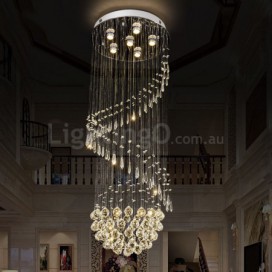 6 Light Modern Spiral One Sphere Modern K9 Crystal Sparkle Luxury Rain Drop Chandelier