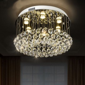 6 Light Round Modern K9 Crystal Sparkle Luxury Rain Drop Chandelier