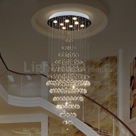 8 Light Round Modern K9 Crystal Sparkle Luxury Rain Drop Chandelier