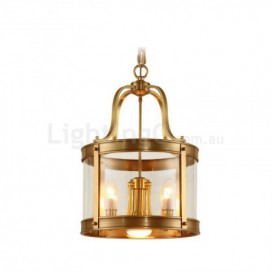 5 Light Retro Rustic Luxury Brass Chandelier with Glass Shade