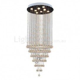 8 Light Round Modern K9 Crystal Sparkle Luxury Rain Drop Chandelier