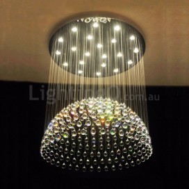 21 Light Round Half Ball Modern K9 Crystal Sparkle Luxury Rain Drop Chandelier
