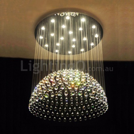 21 Light Round Half Ball Modern K9 Crystal Sparkle Luxury Rain Drop Chandelier