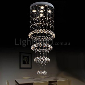 5 Light Round 4 Tier Modern K9 Crystal Sparkle Luxury Rain Drop Chandelier