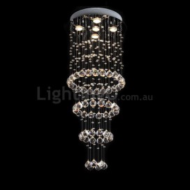 5 Light Round 4 Tier Modern K9 Crystal Sparkle Luxury Rain Drop Chandelier