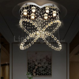 6 Light Modern K9 Crystal Sparkle Luxury Rain Drop Chandelier