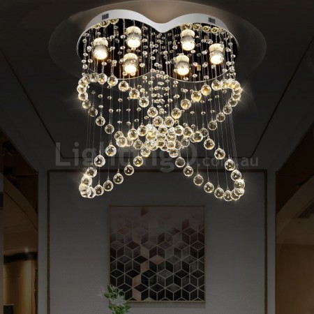 6 Light Modern K9 Crystal Sparkle Luxury Rain Drop Chandelier