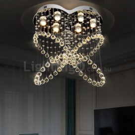 6 Light Modern K9 Crystal Sparkle Luxury Rain Drop Chandelier