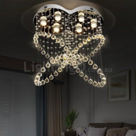 6 Light Modern K9 Crystal Sparkle Luxury Rain Drop Chandelier