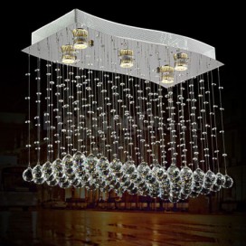 5 Light 1 Tier Modern K9 Crystal Sparkle Luxury Rain Drop Chandelier