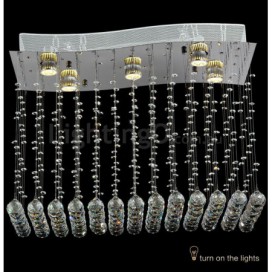 5 Light 1 Tier Modern K9 Crystal Sparkle Luxury Rain Drop Chandelier