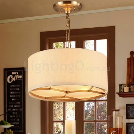 4 Light Retro Rustic Luxury Brass Chandelier with Fabric Shade