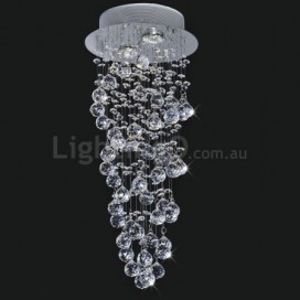 2 Light Double Spiral Modern K9 Crystal Sparkle Luxury Rain Drop Chandelier