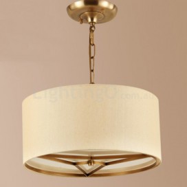 4 Light Retro Rustic Luxury Brass Chandelier with Fabric Shade