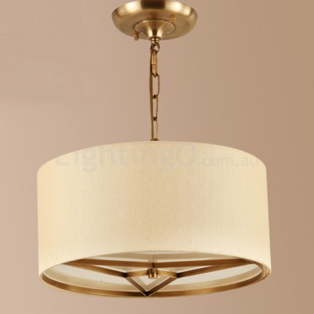 4 Light Retro Rustic Luxury Brass Chandelier with Fabric Shade