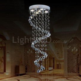 5 Light Spiral Modern K9 Crystal Sparkle Luxury Rain Drop Chandelier