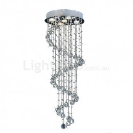 5 Light Spiral Modern K9 Crystal Sparkle Luxury Rain Drop Chandelier