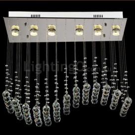 6 Light Modern K9 Crystal Sparkle Luxury Rain Drop Chandelier