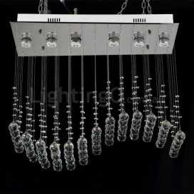 6 Light Modern K9 Crystal Sparkle Luxury Rain Drop Chandelier