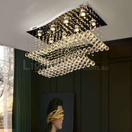 8 Light 2 Tiers Modern K9 Crystal Sparkle Luxury Rain Drop Chandelier