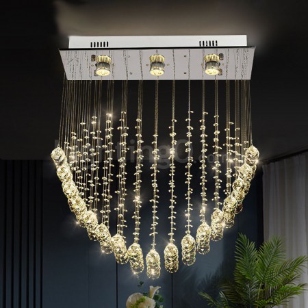 3 Light Sweetheart Modern K9 Crystal Sparkle Luxury Rain Drop Chandelier