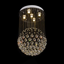 5 Light Ball Modern K9 Crystal Sparkle Luxury Rain Drop Chandelier