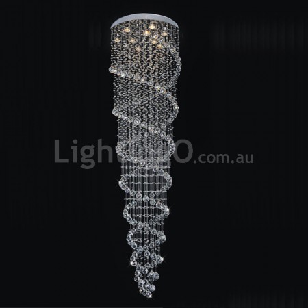 9 Light Double Spiral Modern K9 Crystal Sparkle Luxury Rain Drop Chandelier