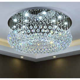 Round Modern K9 Crystal Sparkle Luxury Rain Drop Chandelier