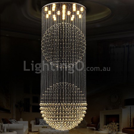 Round Modern K9 Crystal Sparkle Luxury Rain Drop Chandelier