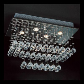 4 Light 2 Tier Modern K9 Crystal Sparkle Luxury Rain Drop Chandelier