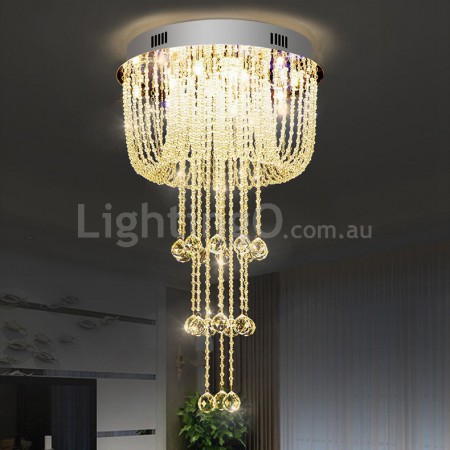 Round Modern K9 Crystal Sparkle Luxury Rain Drop Chandelier