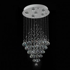 8 Light Round Modern K9 Crystal Sparkle Luxury Rain Drop Chandelier