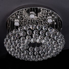 6 Light Round Modern K9 Crystal Sparkle Luxury Rain Drop Chandelier