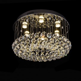 6 Light Round Modern K9 Crystal Sparkle Luxury Rain Drop Chandelier