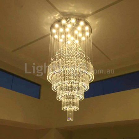 Large 5 Tier Modern K9 Crystal Sparkle Luxury Rain Drop Chandelier