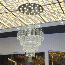 Large 5 Tier Modern K9 Crystal Sparkle Luxury Rain Drop Chandelier