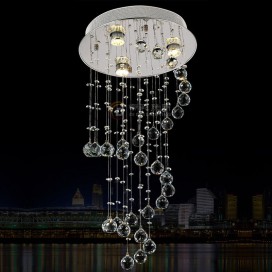 3 Light Spiral Modern K9 Crystal Sparkle Luxury Rain Drop Chandelier