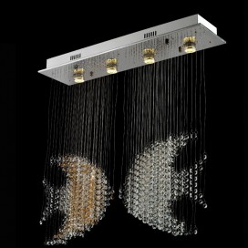 4 Light Fish Modern K9 Crystal Sparkle Luxury Rain Drop Chandelier
