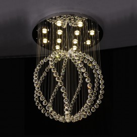 12 Light Ball Modern K9 Crystal Sparkle Luxury Rain Drop Chandelier